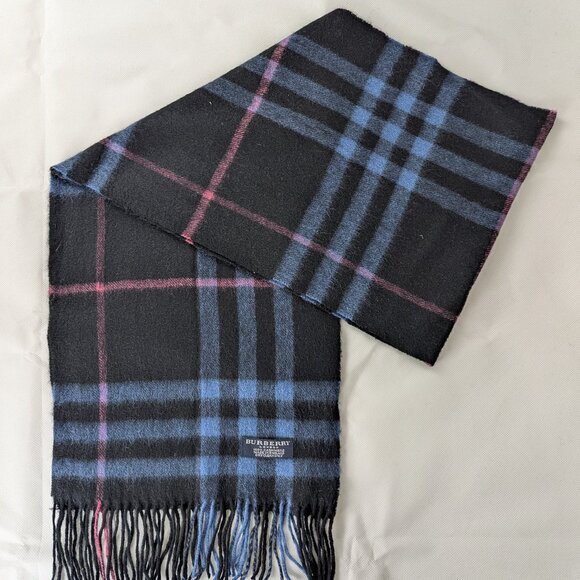 Pre-Owned Burberry Black Nova Check Scarf – Unisex Cashmere Elegant Winter Wrap - Picture 1 of 6